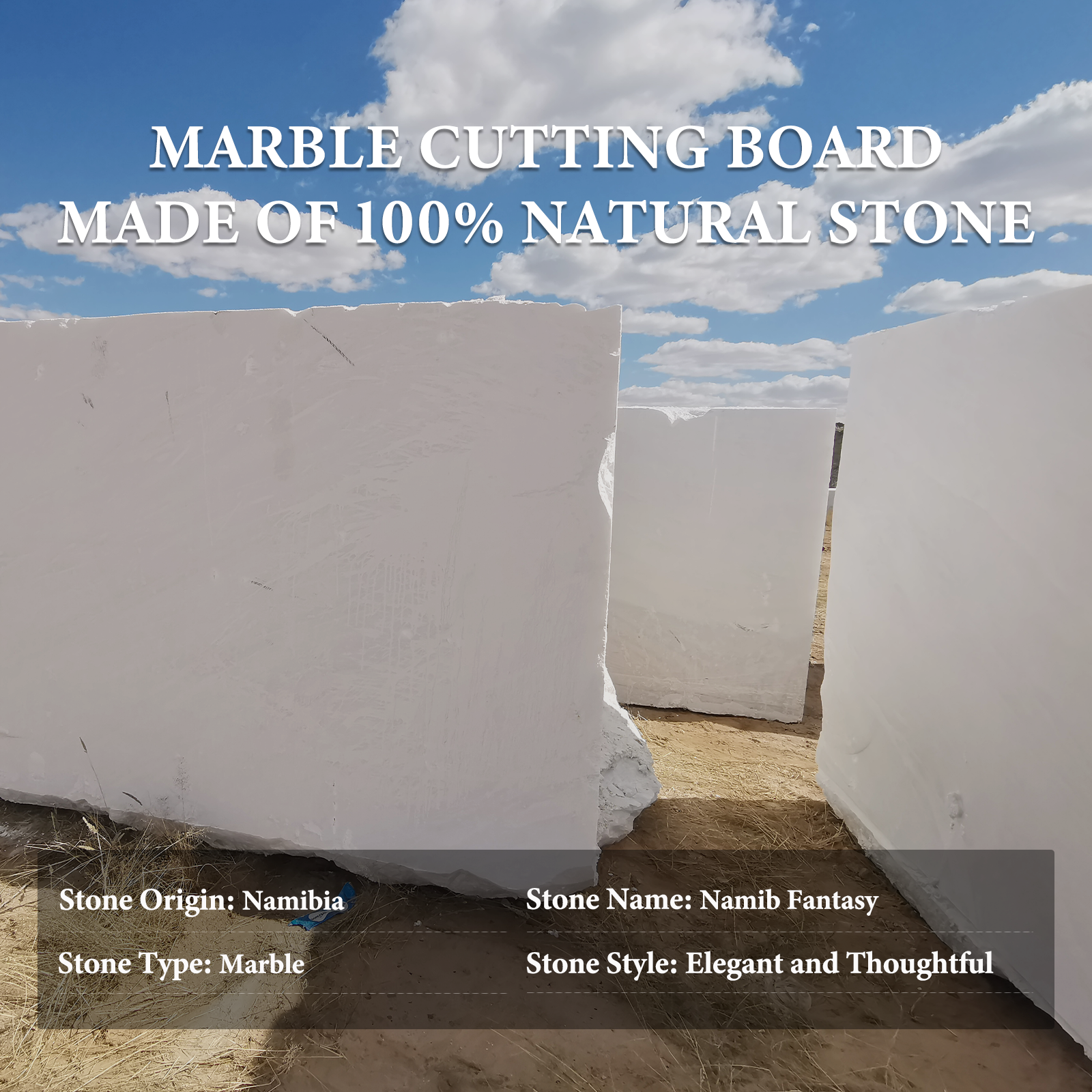 Koville Natural Stone Chess Edge Square Trays in Namib Fantasy, product view 7