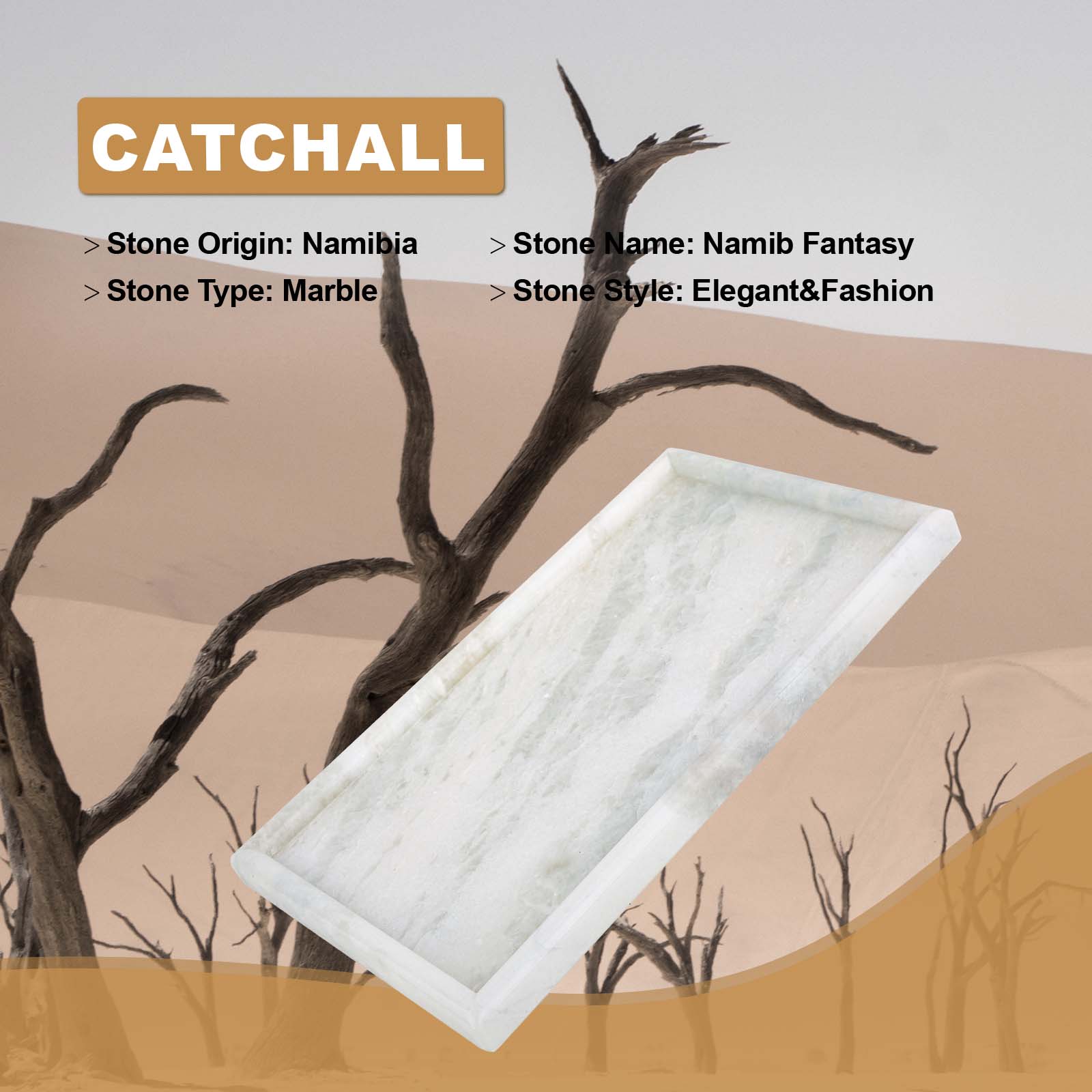 Koville Natural Stone Chess Edge Square Trays in Namib Fantasy, product view 13