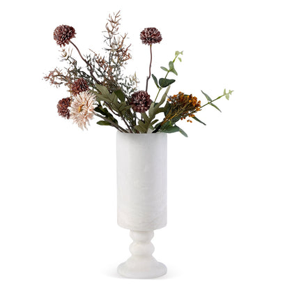 Koville Natural Marble Cannon Vase for Floral Display in Namib Bianco - product presentation