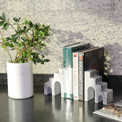 Koville Natural Stone CastleGuard Bookend Set for Shelves in Natural Stone - decorative form