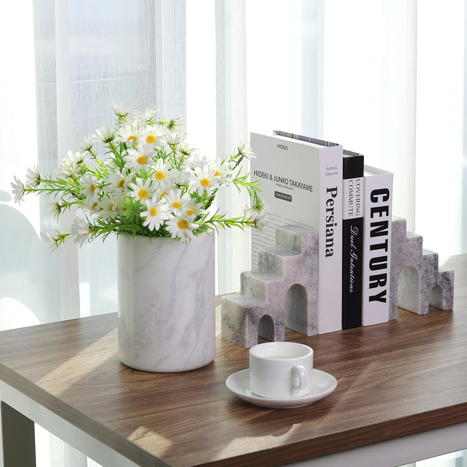 Koville Natural Stone CastleGuard Bookend Set for Shelves in Natural Stone - natural stone finish