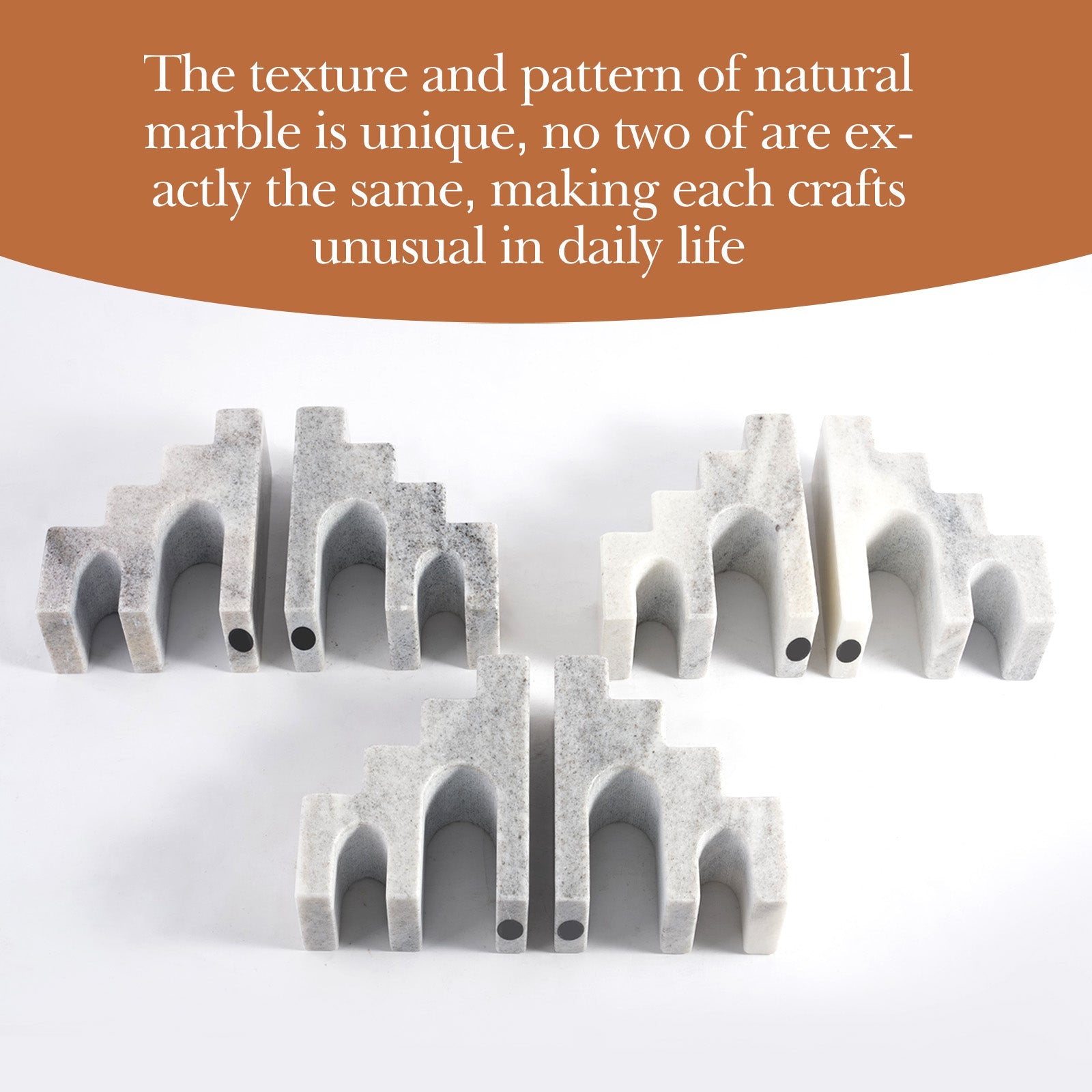 Koville Natural Stone CastleGuard Bookend Set for Shelves in Natural Stone - decorative form