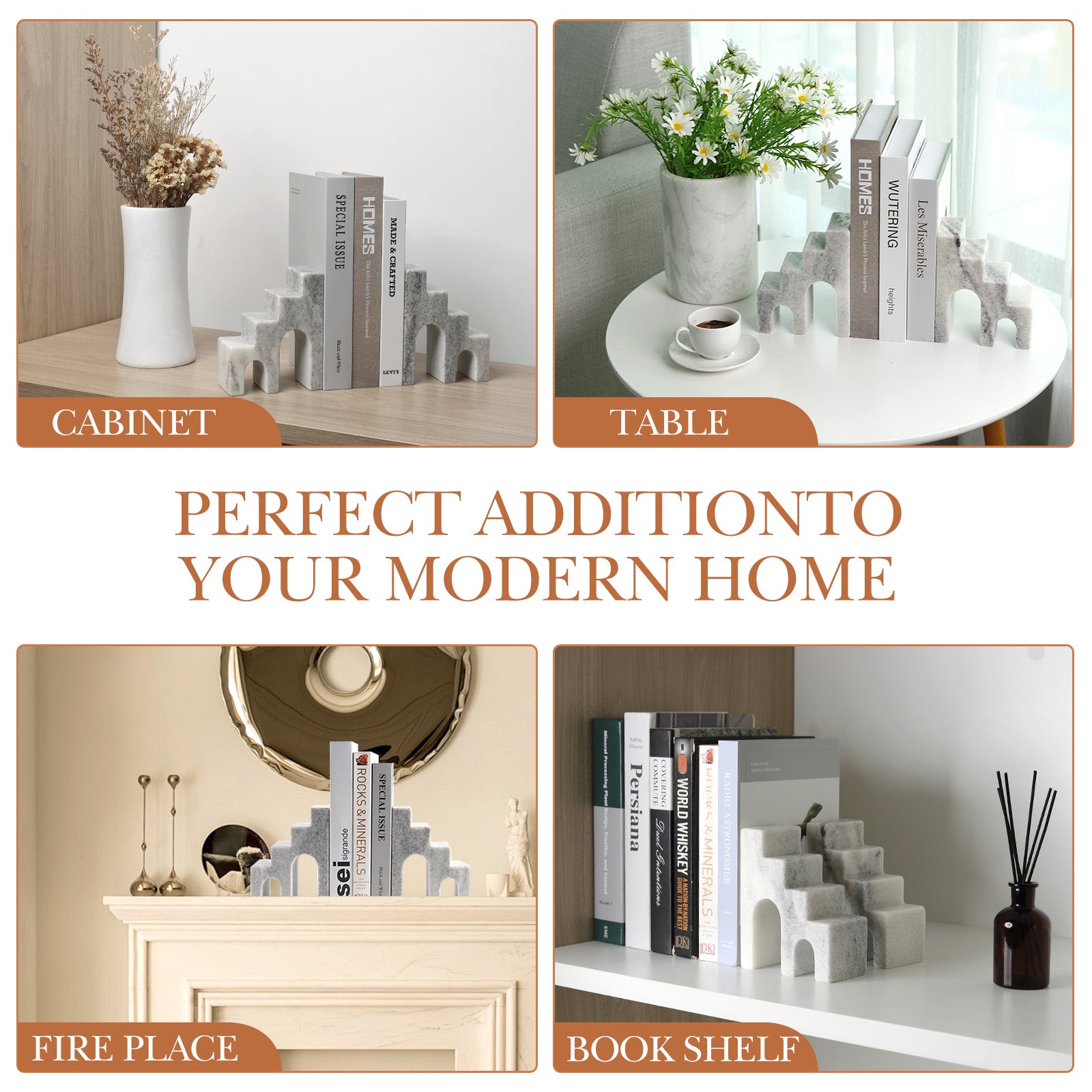 Koville Natural Stone CastleGuard Bookend Set for Shelves in Natural Stone - product presentation