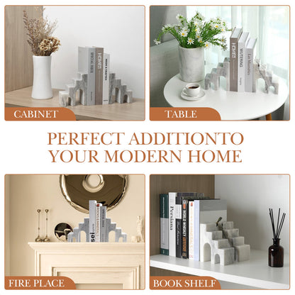 Koville Natural Stone CastleGuard Bookend Set for Shelves in Natural Stone - product presentation