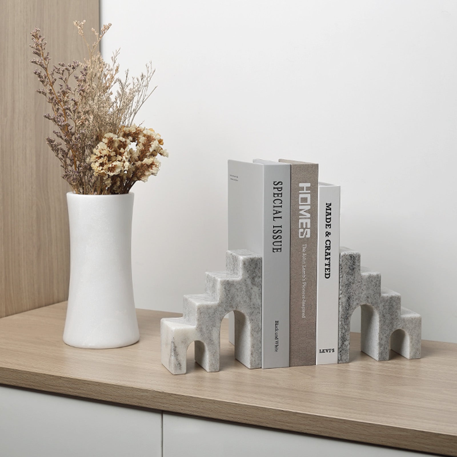 Koville Natural Stone CastleGuard Bookend Set for Shelves in Natural Stone - material detail