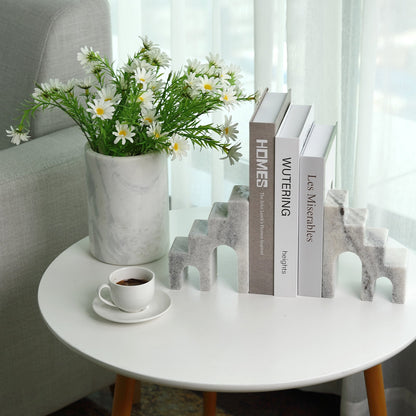 Koville Natural Stone CastleGuard Bookend Set for Shelves in Natural Stone - stone surface detail