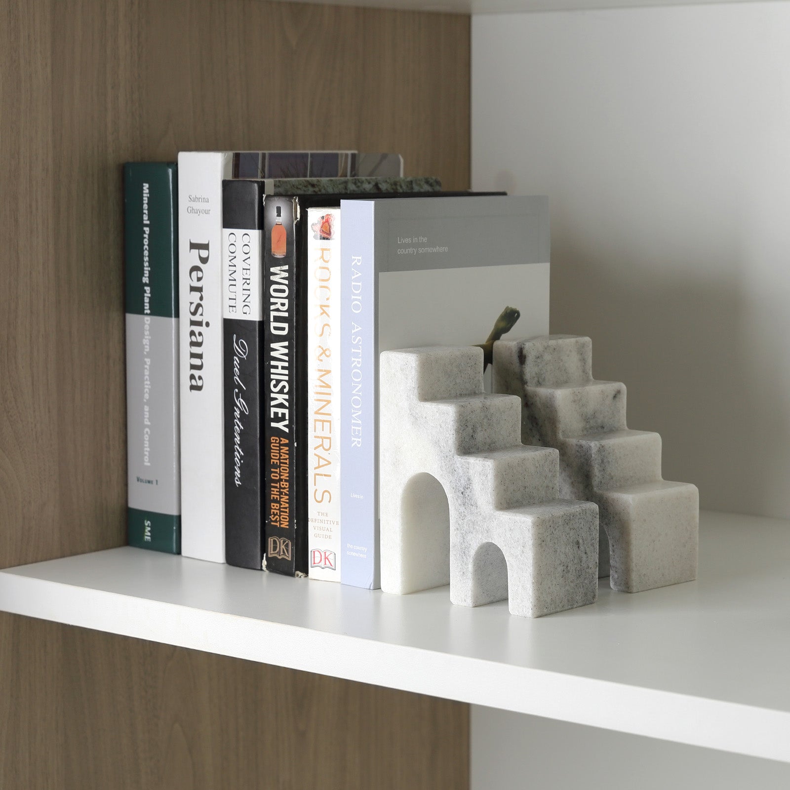 Koville Natural Stone CastleGuard Bookend Set for Shelves in Natural Stone - crafted stone profile