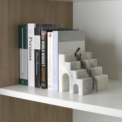 Koville Natural Stone CastleGuard Bookend Set for Shelves in Natural Stone - crafted stone profile