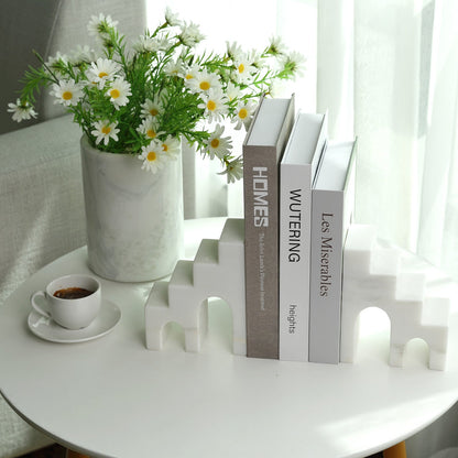 Koville natural stone CastleGuard bookend in Oriental Calacatta - stone surface detail