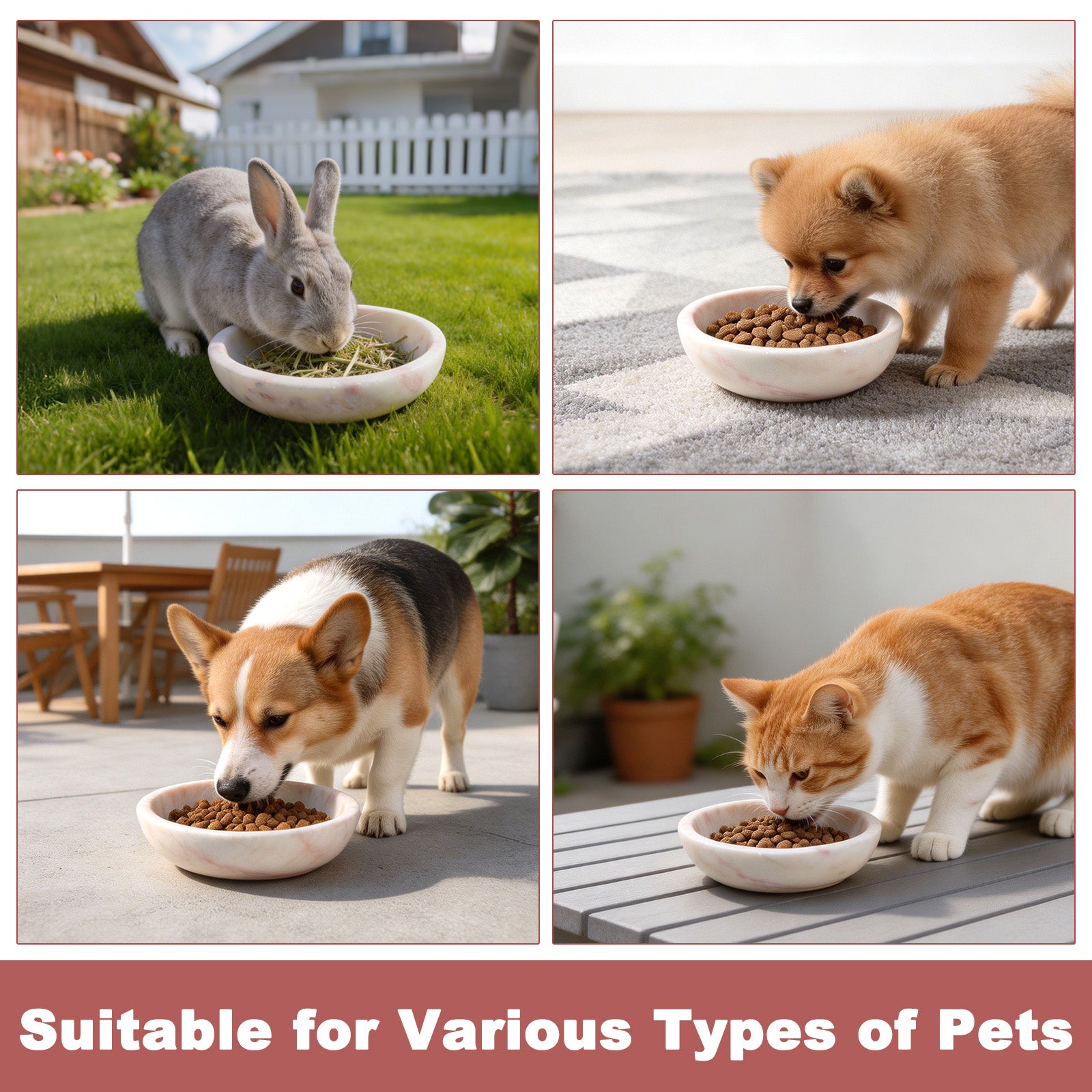 Koville natural stone pet bowl in Namibia Rose