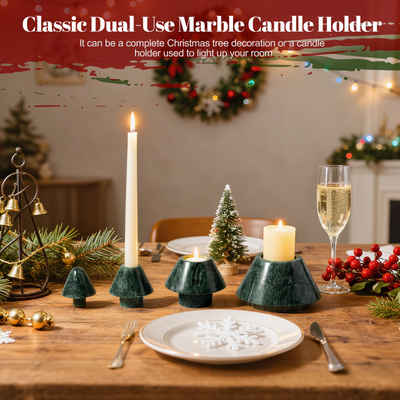 Indian Green marble four-tier Christmas tree decor, 9 in.