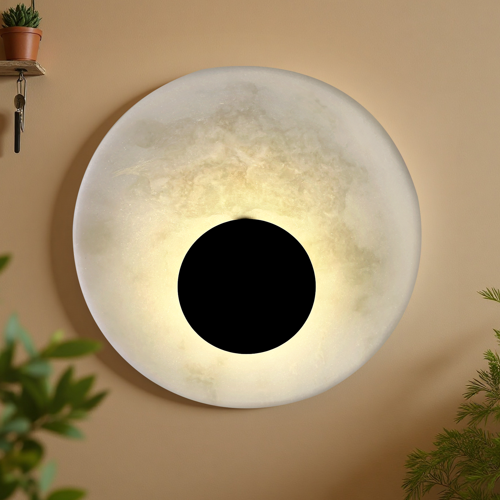 Koville natural stone wall lamp in Namib Bianco