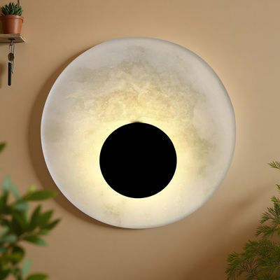 Koville Namib Bianco marble circular wall lamp – natural veining detail