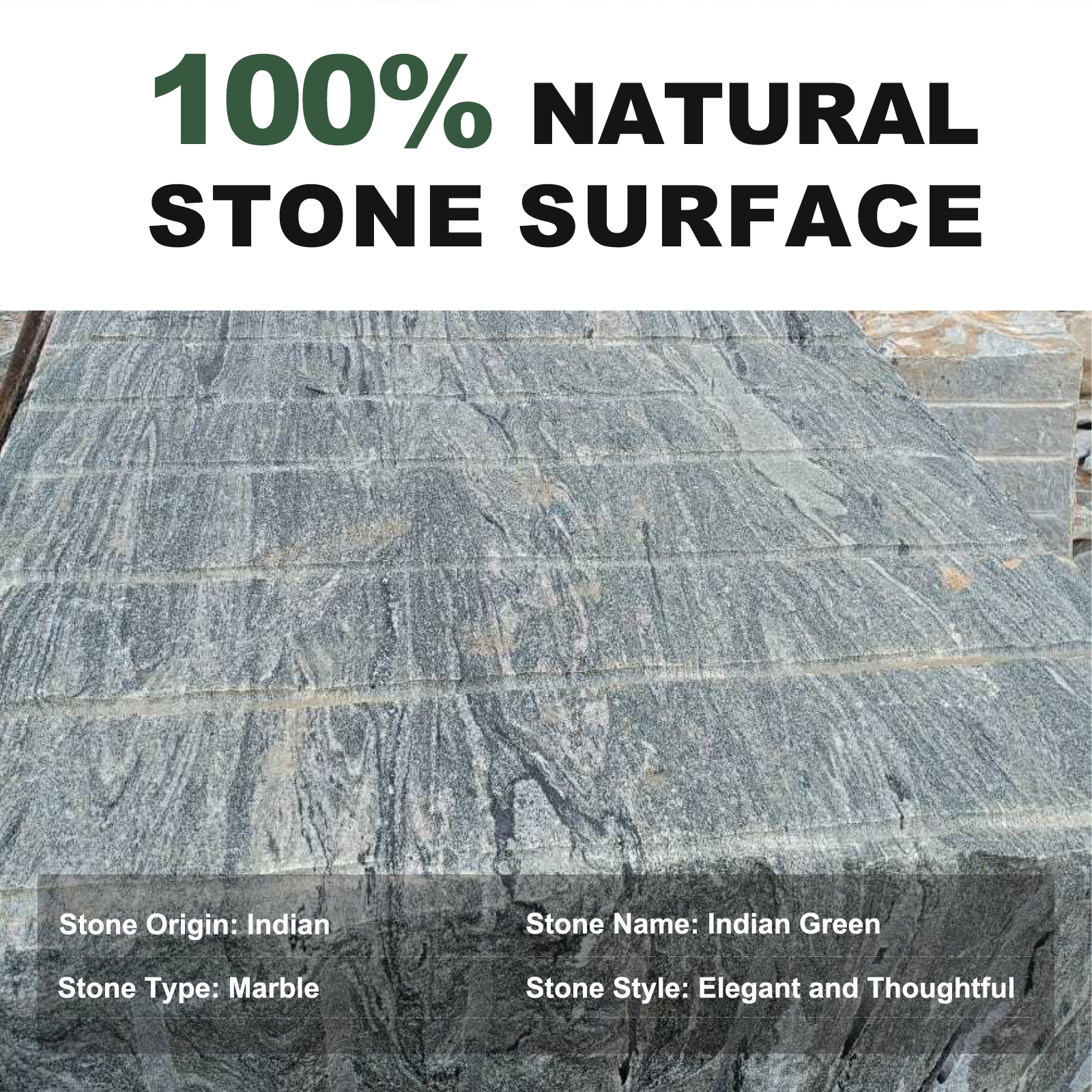 Koville natural stone pastry board in Indian Green