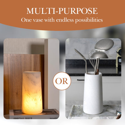 Koville Natural Stone Round Pen Holder in Namib Bianco, product view 5