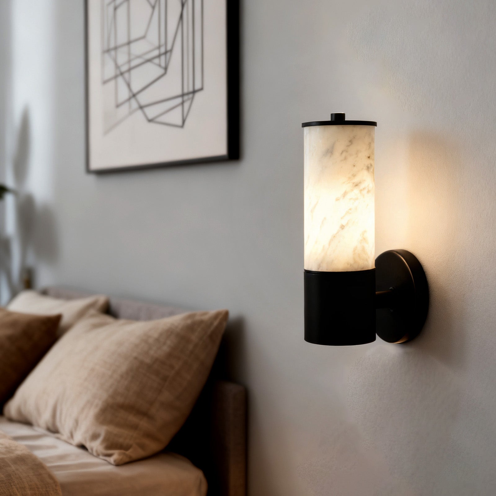 Koville natural stone wall lamp in Namib Bianco