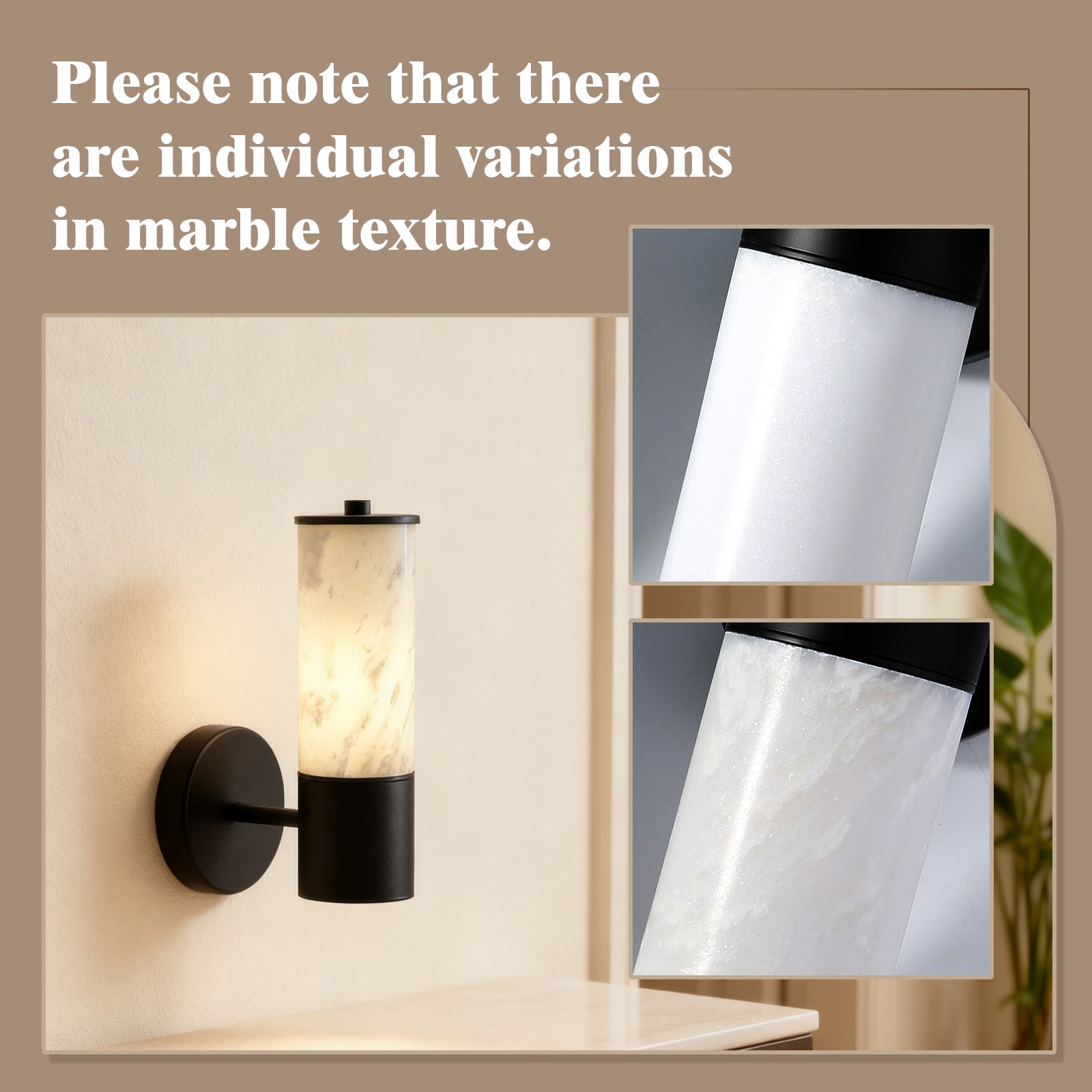 Koville natural stone wall lamp in Namib Bianco