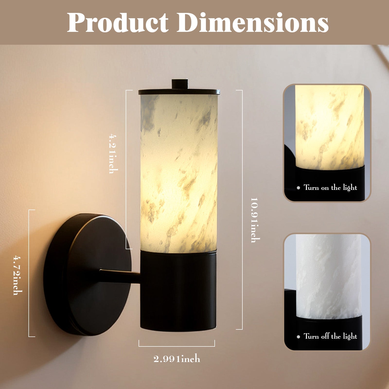 Koville natural stone wall lamp in Namib Bianco