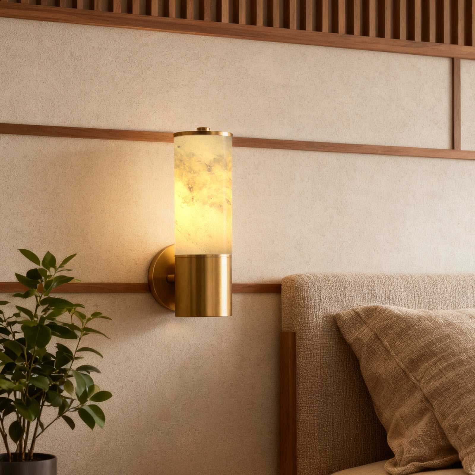 Koville natural stone wall lamp in Namib Bianco