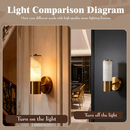 Koville natural stone wall lamp in Namib Bianco