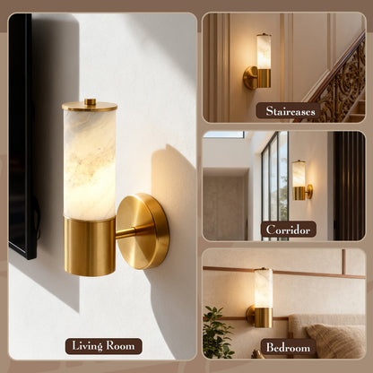 Koville natural stone wall lamp in Namib Bianco