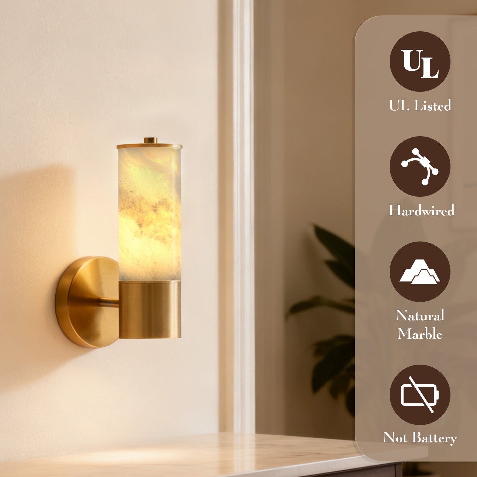 Koville natural stone wall lamp in Namib Bianco