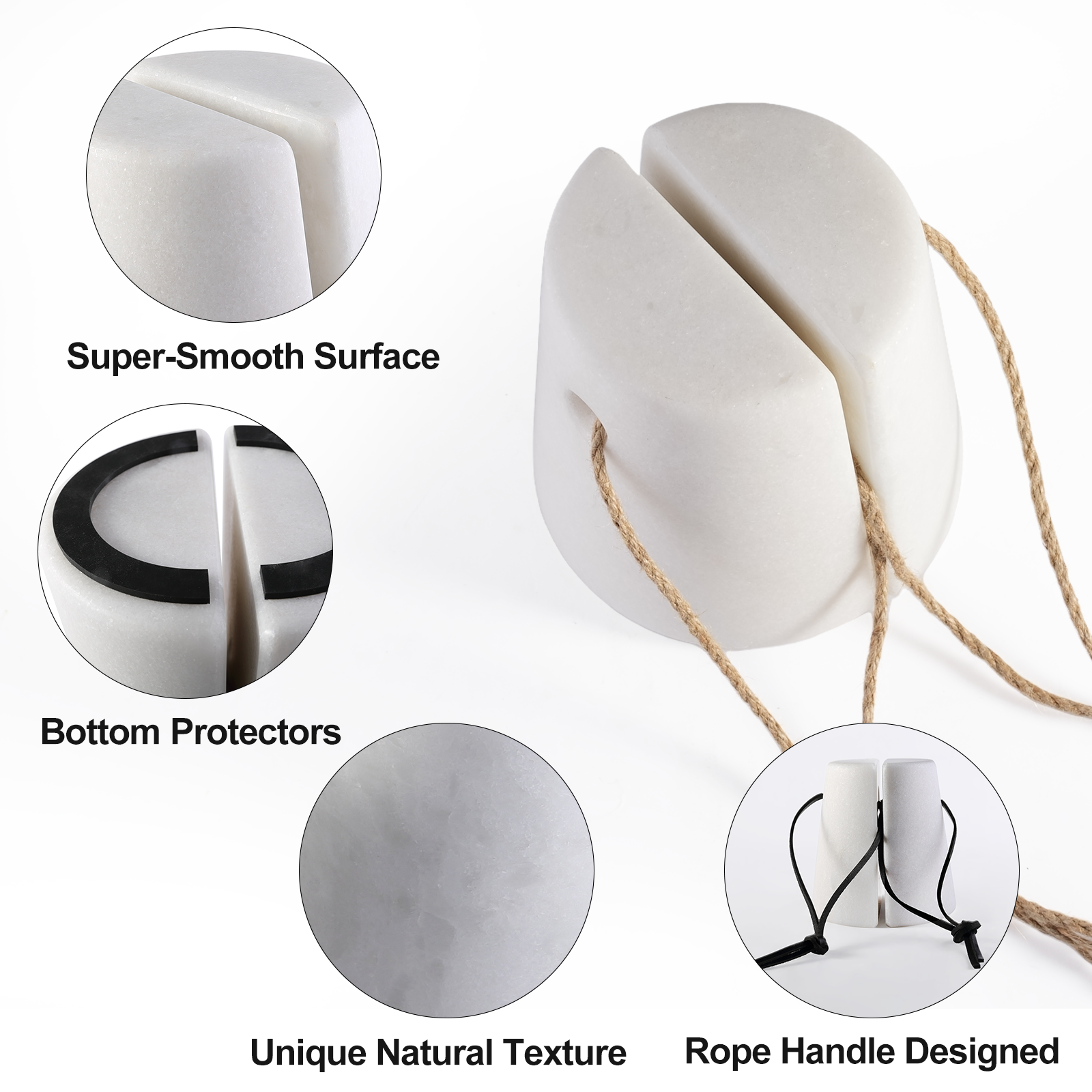 Koville Natural Marble Door Stopper for Interior Doors in Namib Fantasy - material detail