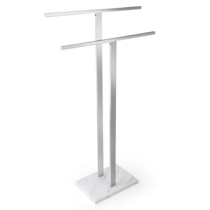 Koville Natural Marble natural marble floor-standing towel rack in Namib Bianco for bathroom vanity