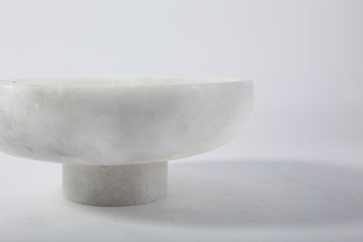 Koville Marble and Travertine Pedestal Fruit Bowl for Tabletop Display, 7.4 in – Grigio Fantasy, view 2