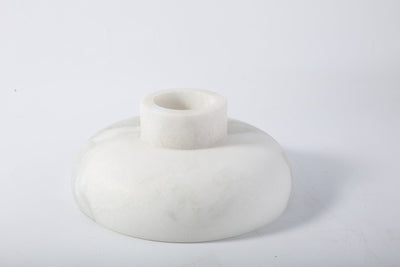 Koville Marble and Travertine Pedestal Fruit Bowl for Tabletop Display, 7.4 in – Grigio Fantasy, view 3