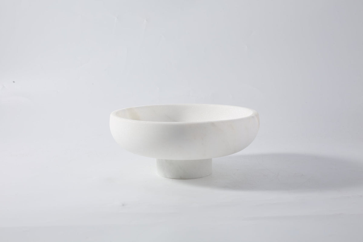 Koville Marble and Travertine Pedestal Fruit Bowl for Tabletop Display, 7.4 in – Namib Fantasy, view 1