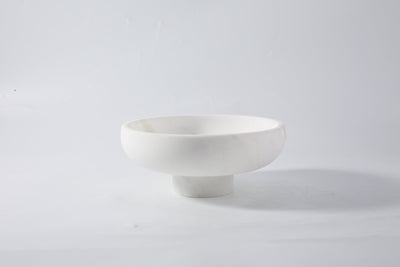 Koville Marble and Travertine Pedestal Fruit Bowl for Tabletop Display, 7.4 in – Namib Fantasy, view 1