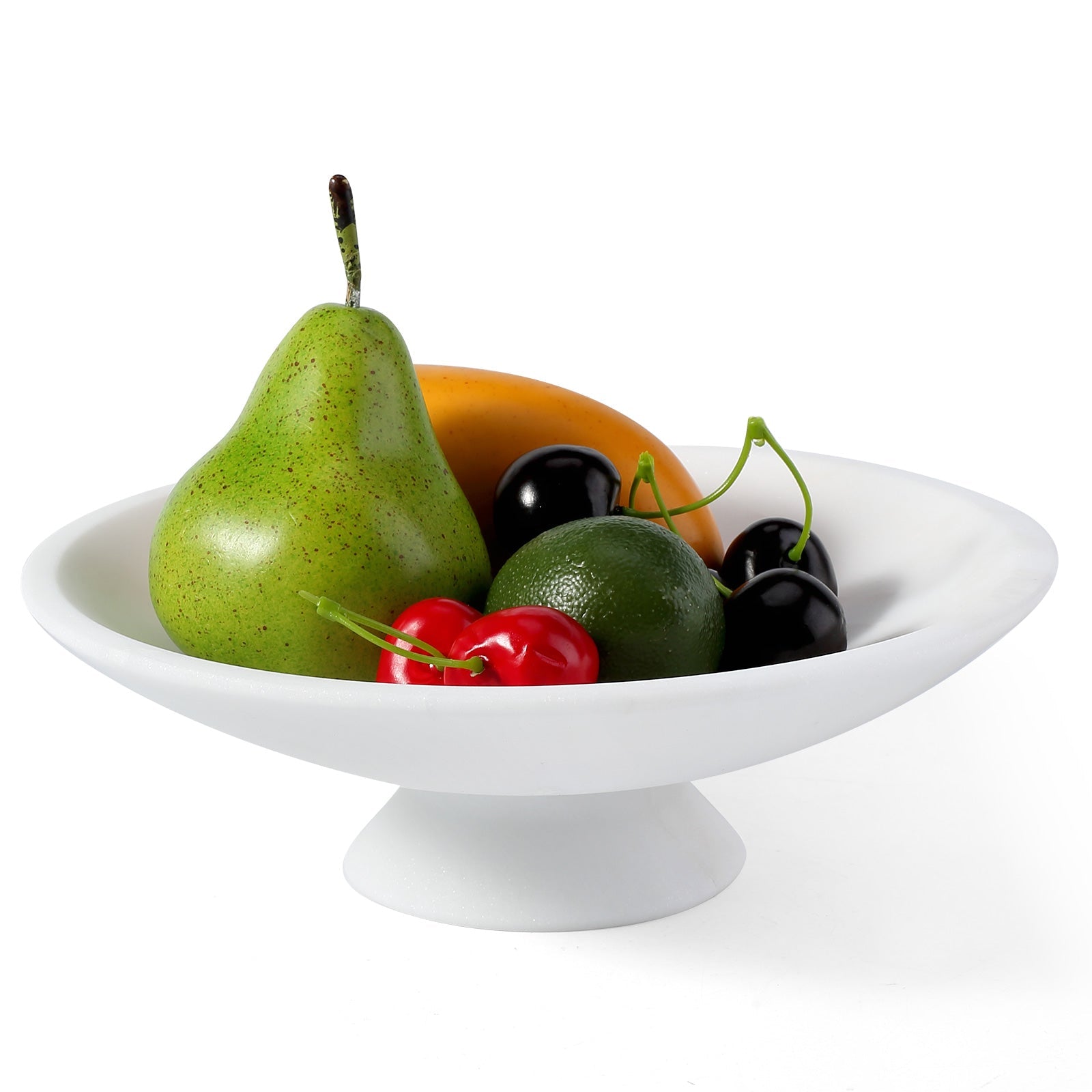 Koville Natural Marble Square Fruit Bowl for Tabletop Display in Namib Bianco - product presentation
