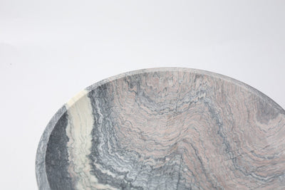 Koville natural stone pedestal fruit bowl in Rosso Luana - design detail