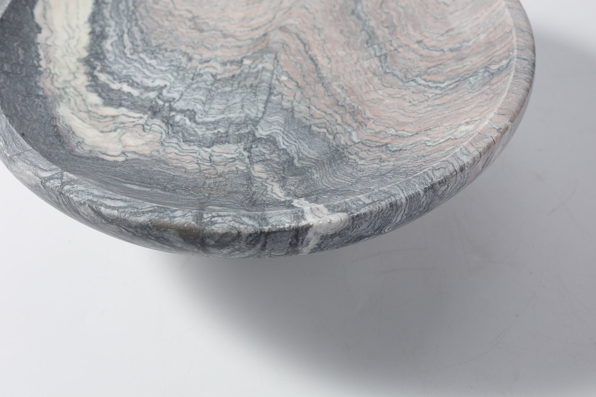 Koville Natural Marble Deep Square Fruit Bowl for Tabletop Display in Rosso Luana - material detail
