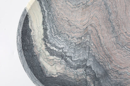 Koville natural stone pedestal fruit bowl in Rosso Luana - design detail