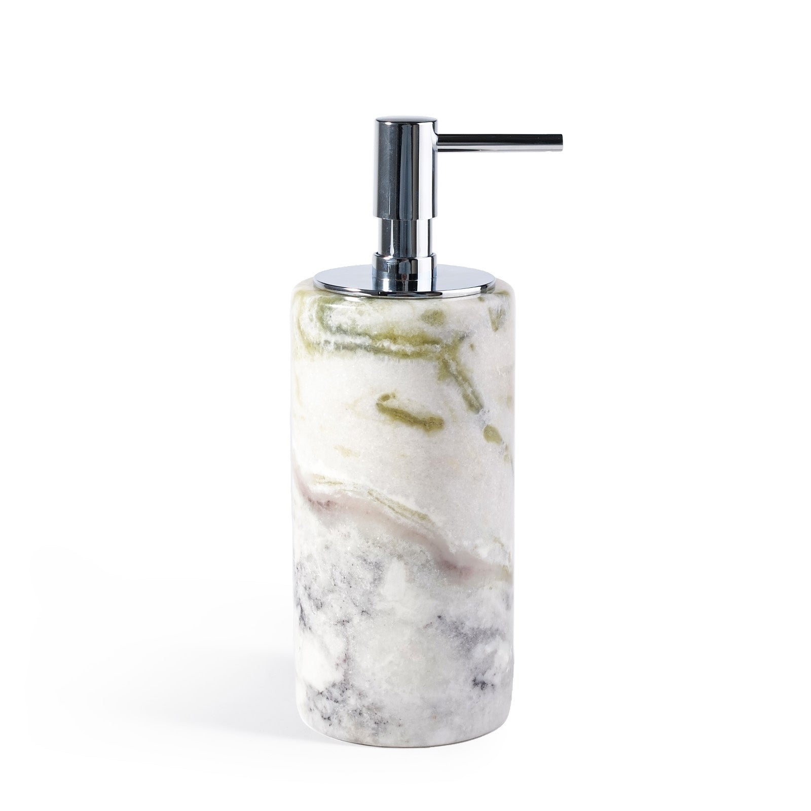 Koville Natural Marble natural stone hand sanitizer bottle in Bianco Palomino for bathroom vanity
