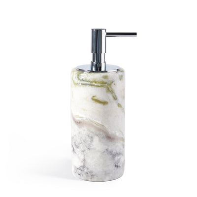 Koville Natural Marble natural stone hand sanitizer bottle in Bianco Palomino for bathroom vanity