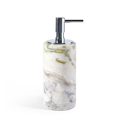 Koville Natural Marble natural stone hand sanitizer bottle in Bianco Palomino for bathroom vanity