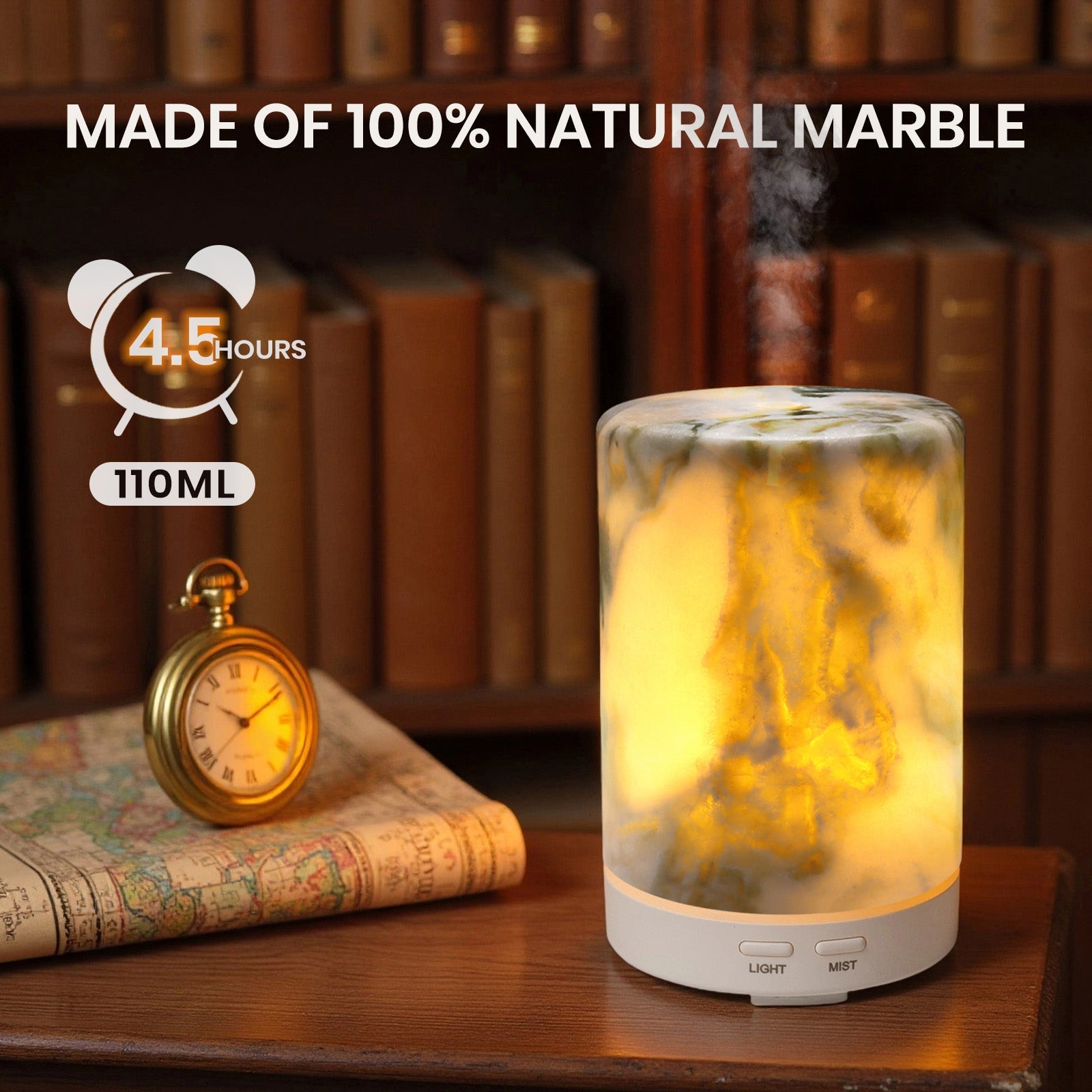Koville marble humidifier in Bianco Palomino
