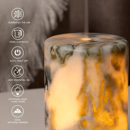 Koville marble humidifier in Bianco Palomino