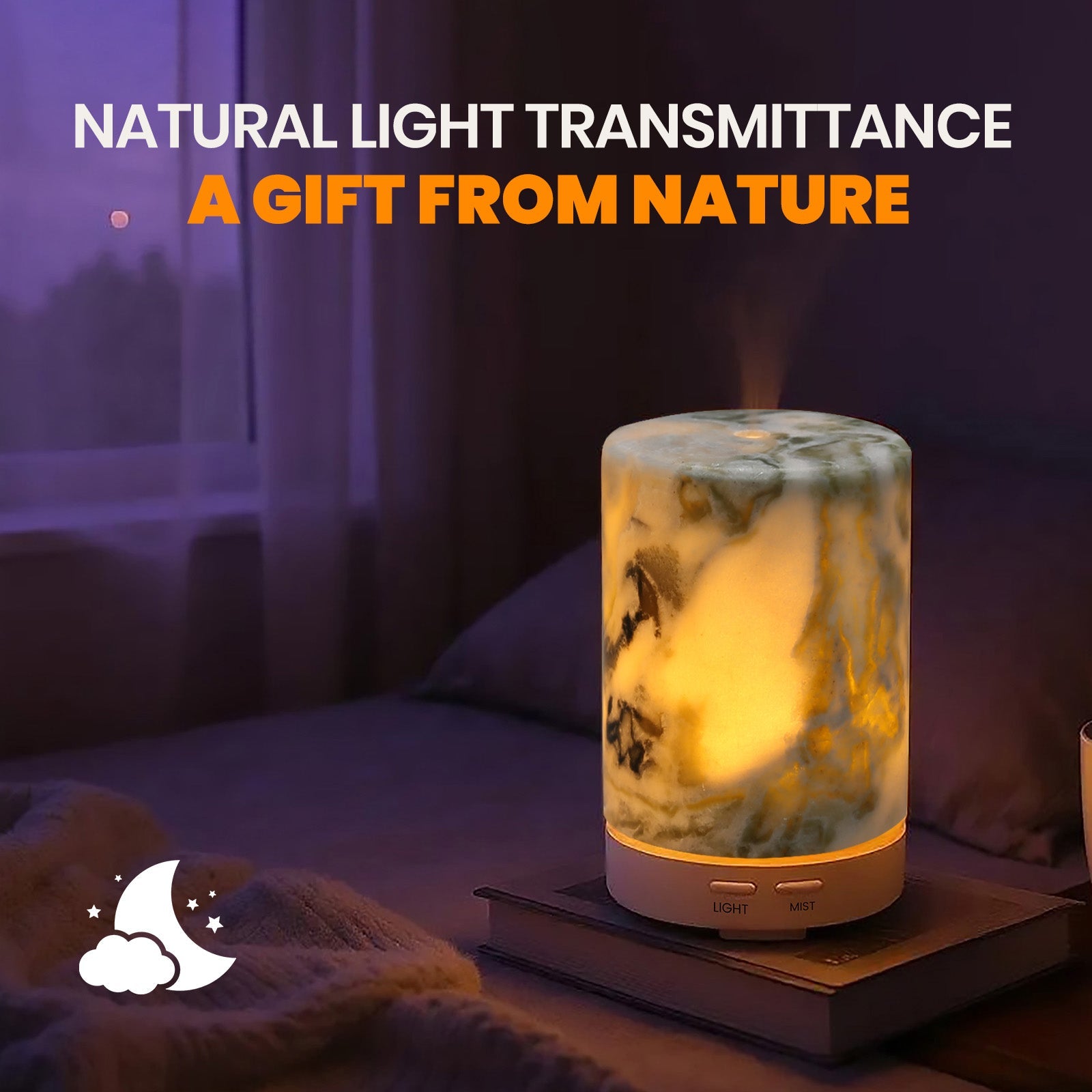 Koville marble humidifier in Bianco Palomino