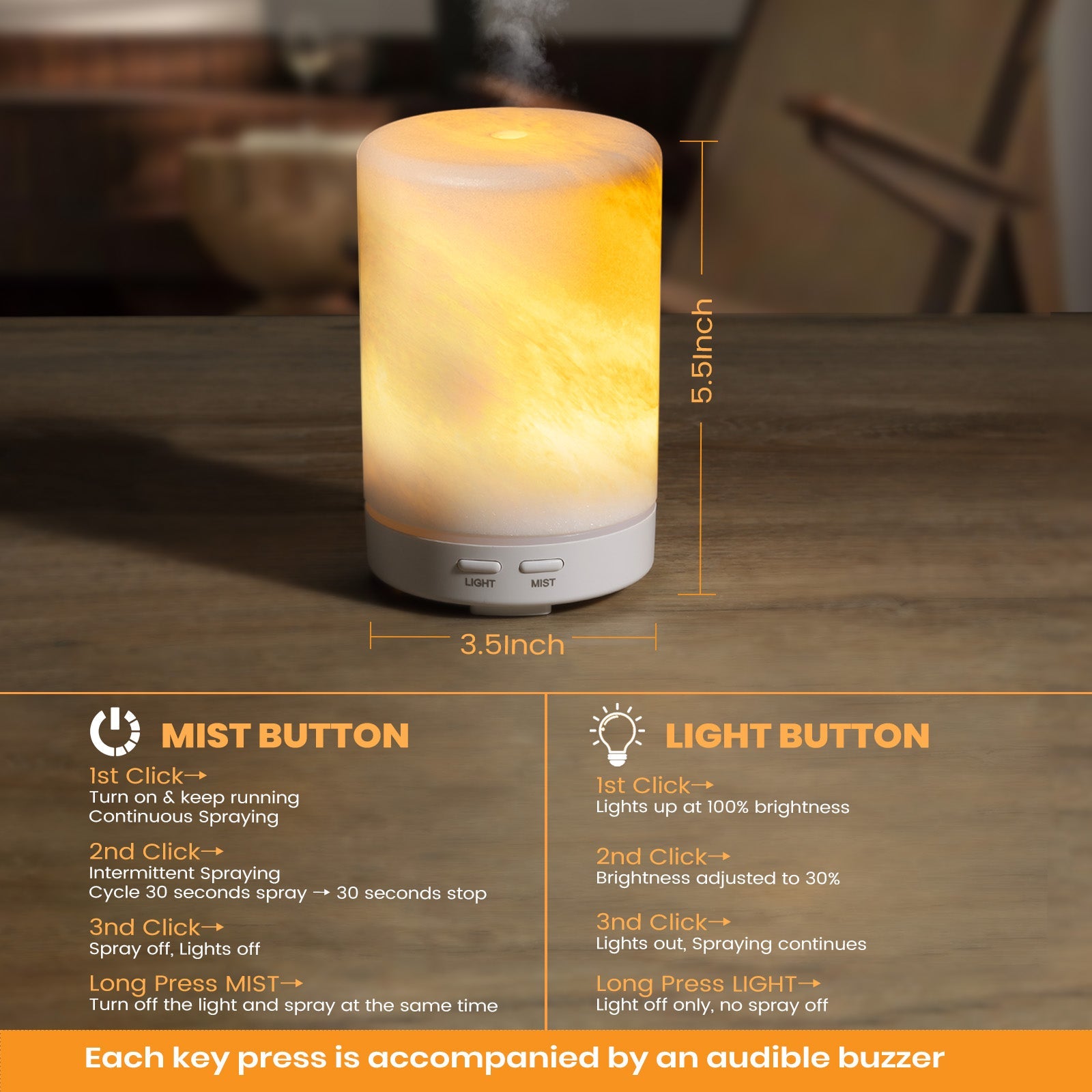Koville marble humidifier in Namib Bianco