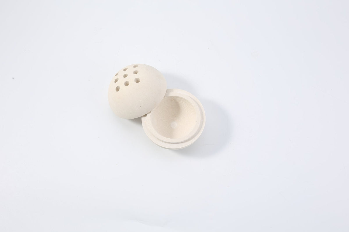 Koville beige Moleanos Beige spherical incense burner with soft beige grain with fine fossil markings