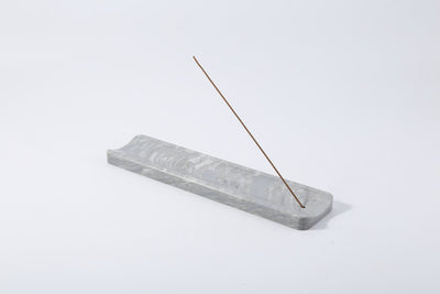 Koville incense holder in Palissandro Blue with burning incense stick
