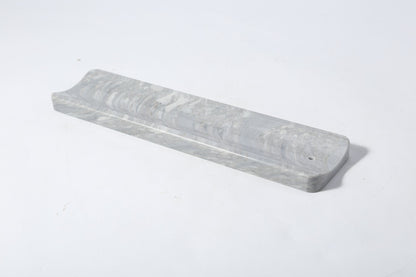 Koville natural marble incense holder slanted hole in Palissandro Blue with burning incense stick