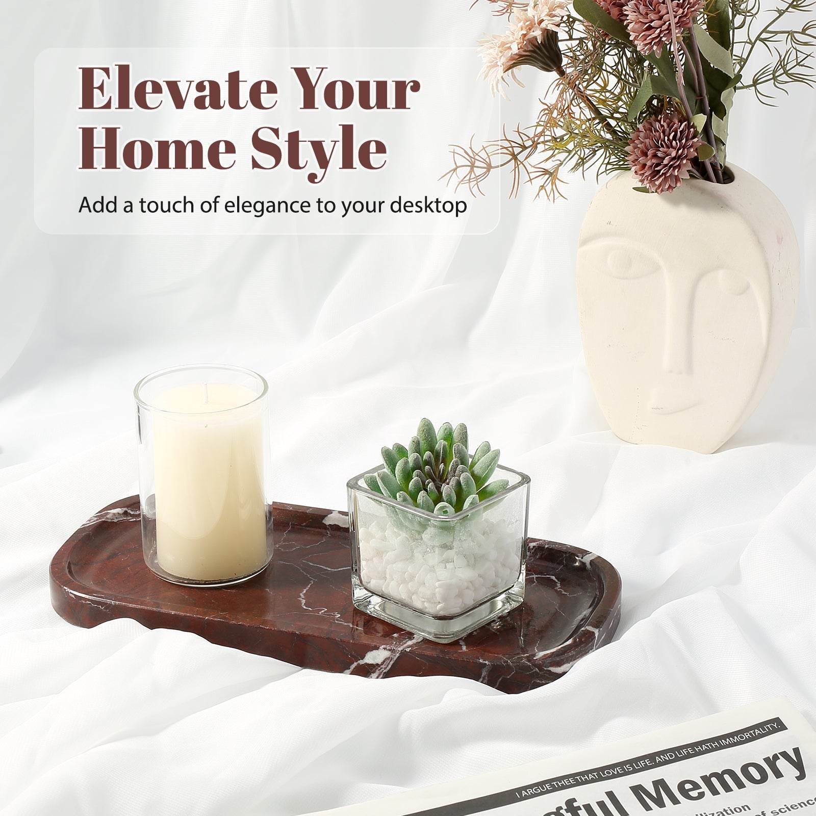Koville Natural Stone One-Piece Square Trays in Rose Lepanto, product view 38