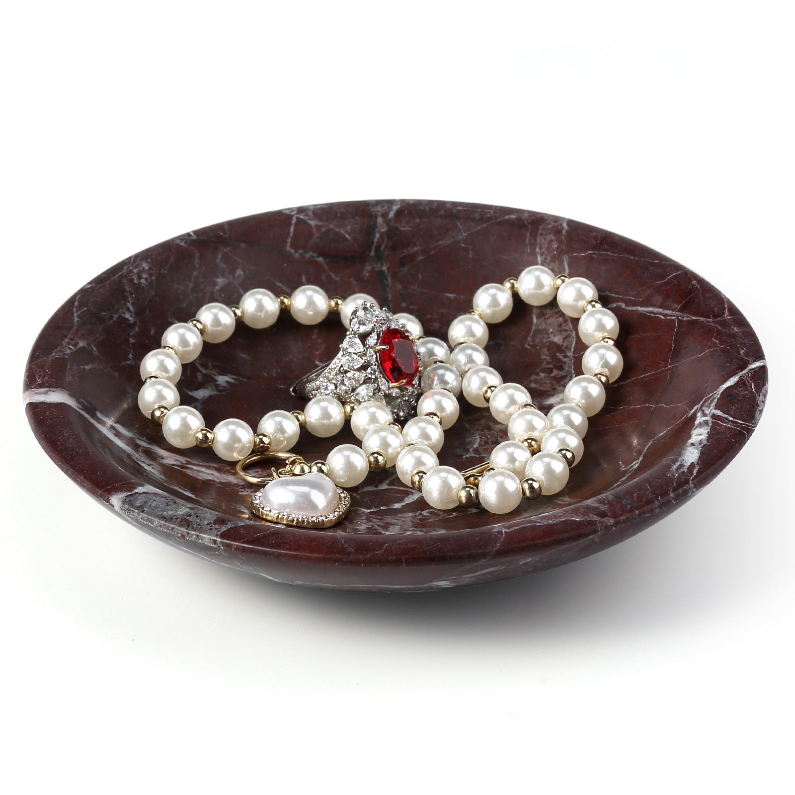 Koville Natural Stone Decorative Trays in Rose Lepanto, product view 1