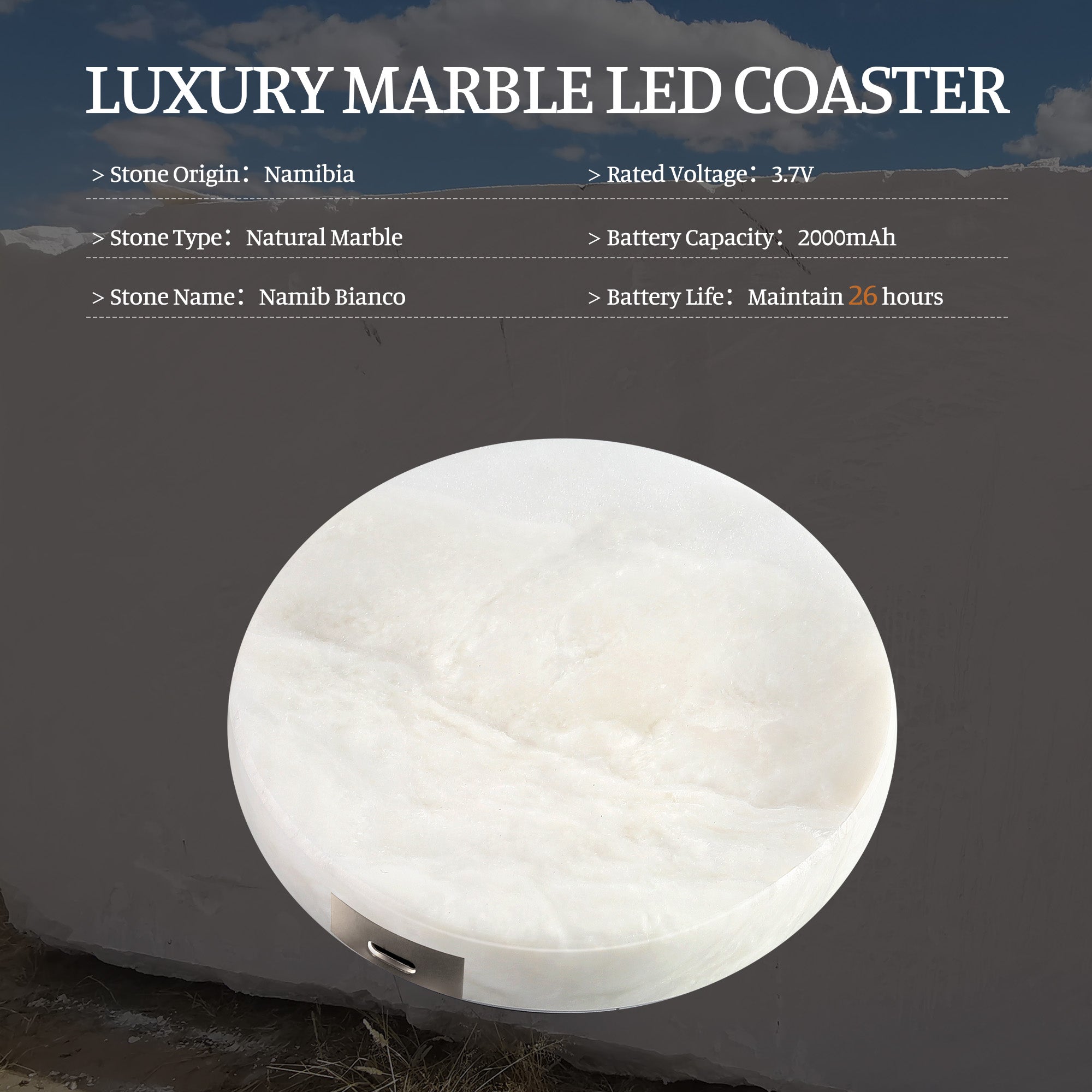 Koville led bar coaster in Namib Bianco