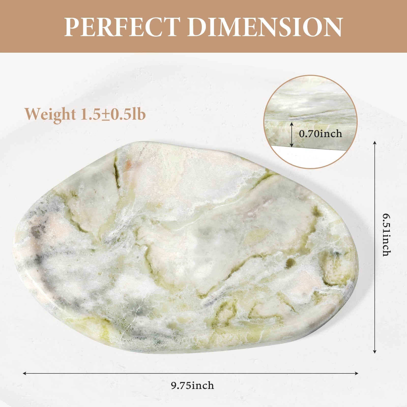 Koville lace edge storage tray for small items in Bianco Palomino natural stone